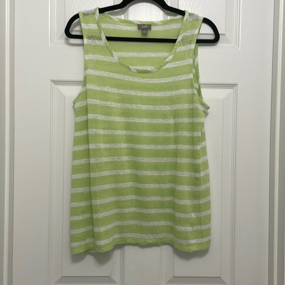 J. Jill Tops - J. Jill Sleeveless top, lime green and white, 100% linen, size medium‎